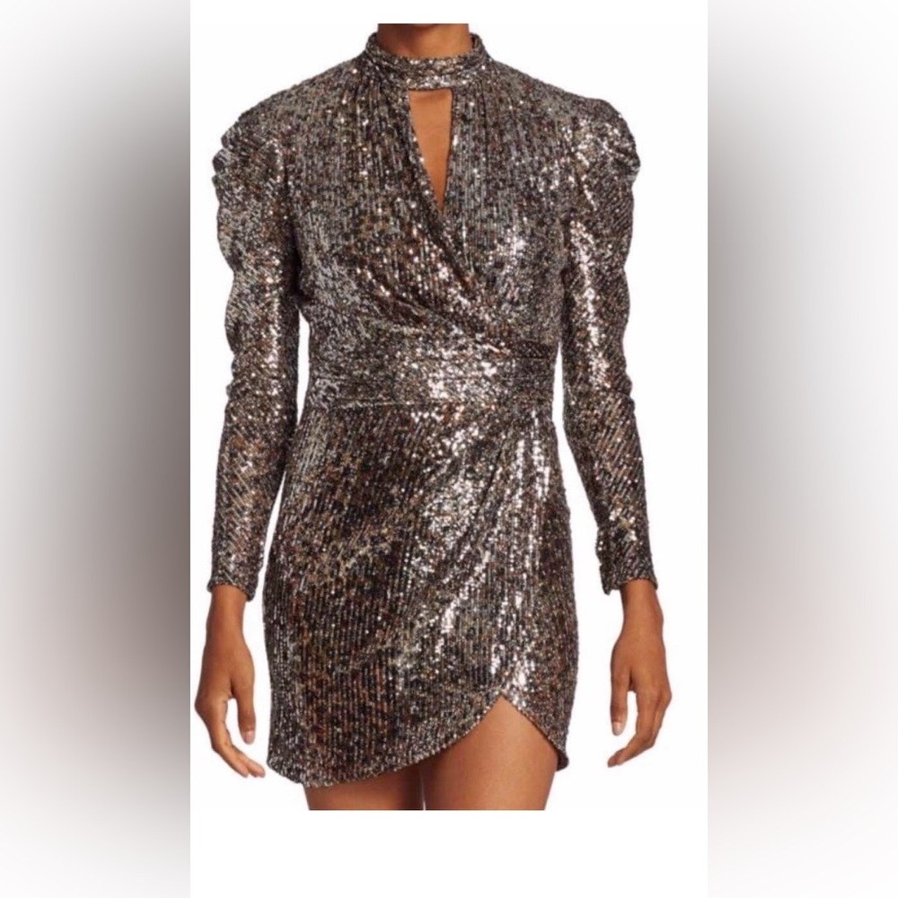Jonathan Simkhai Mallory Sequin Metallic Long Sleeve Dress NWOT